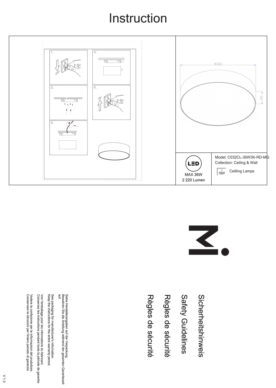 Plafoniera LED Zon C032CL-35W3K-RD-MG, 36W, 2220lm, lumina calda, IP20, aurie mata, Maytoni - 2 | YEO