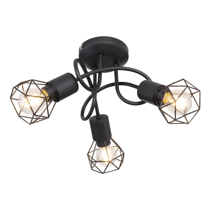 Plafoniera Xara 54802S-3D, 3xE14, neagra, IP20, Globo Lighting