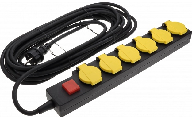 Prelungitor Optonica, 6 prize Schuko,10m, IP44, 3500W, intrerupator, protectie copii