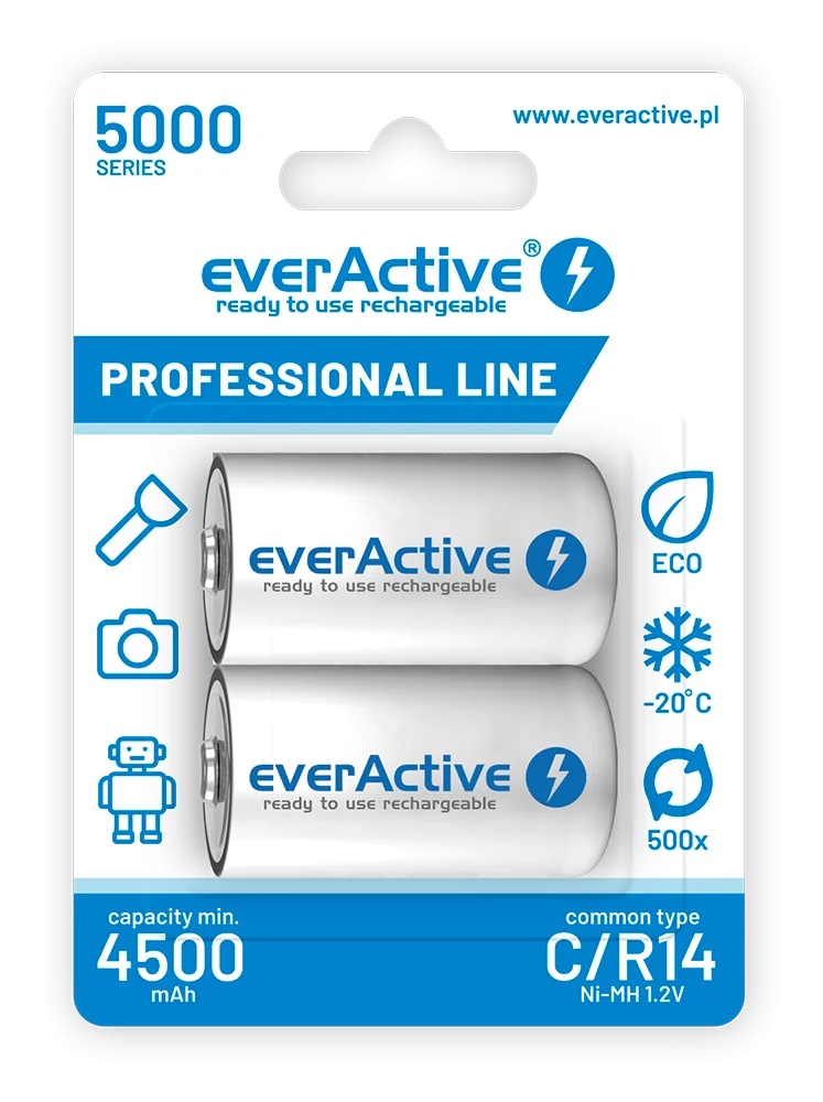 Set 2 acumulatori R14 C Everactive, capacitate 4500mAh