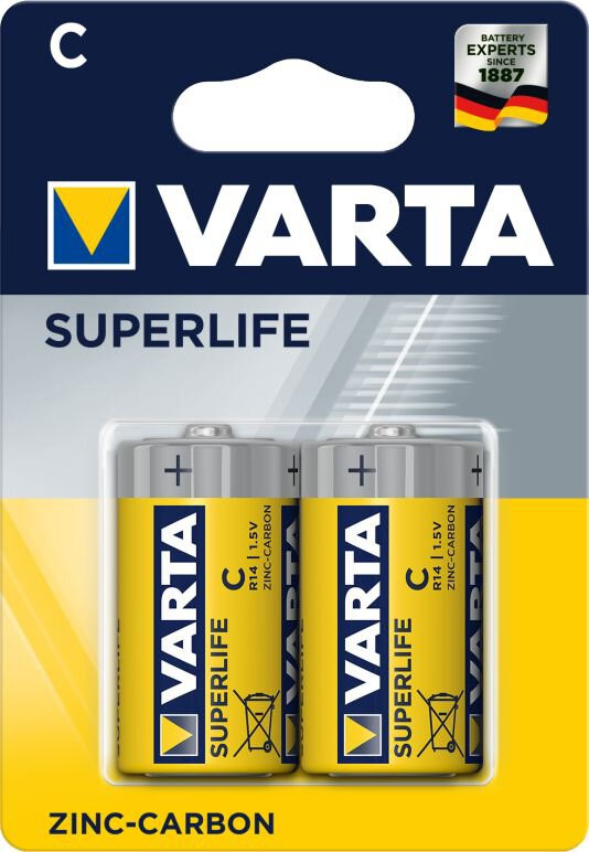 Set 2 baterii R14 Zinc Carbon, Varta Superlife