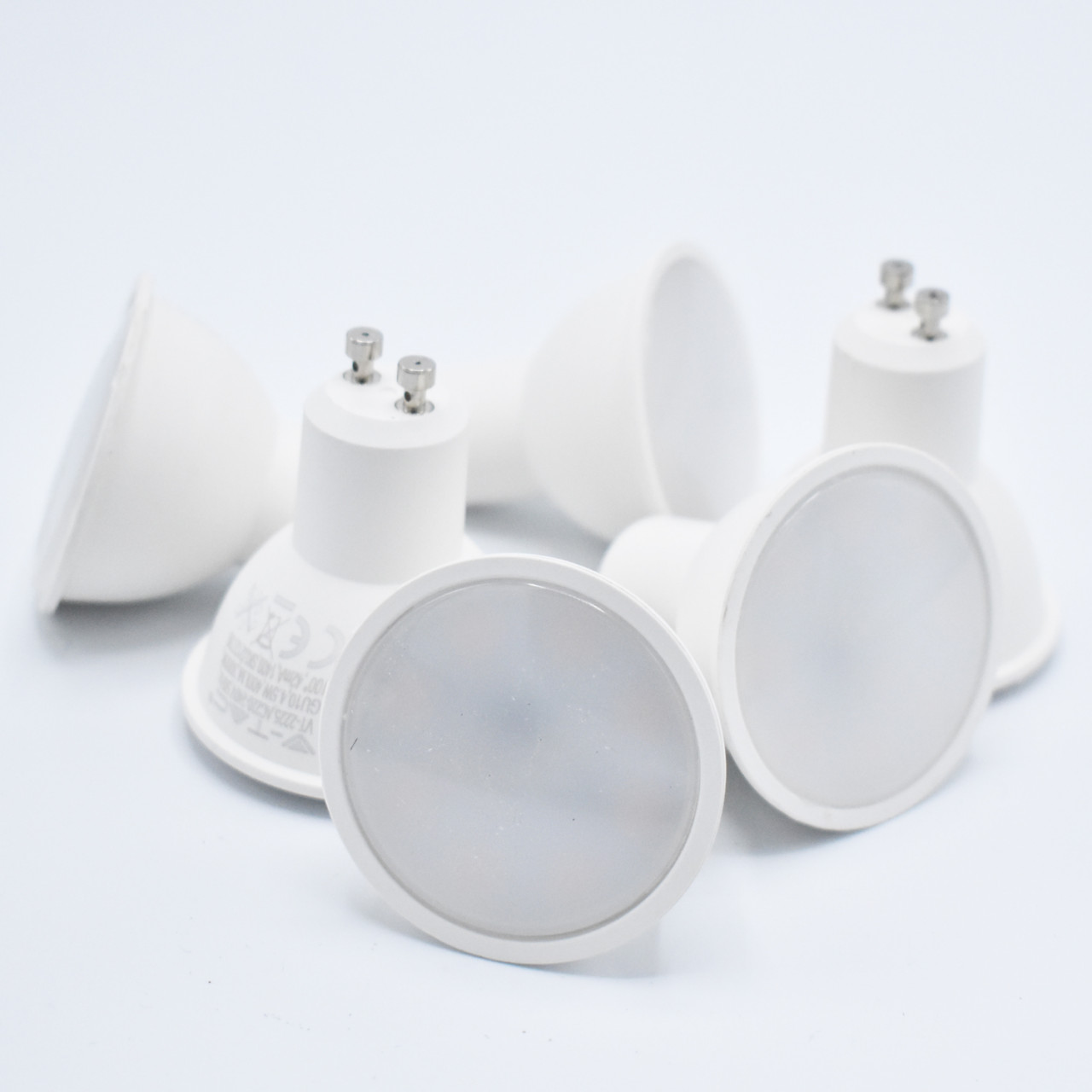Set 6 becuri LED 4.5W(35W) V-TAC, GU10, 400 lm, lumina calda (3000 K), clasa energetica F - 3 | YEO