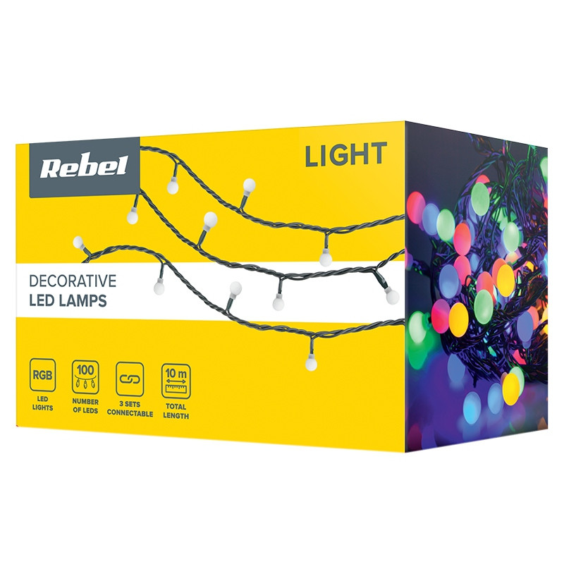 Sir luminos 100 leduri, 10 metri, 8 programe, 3.6W, multicolor, Rebel