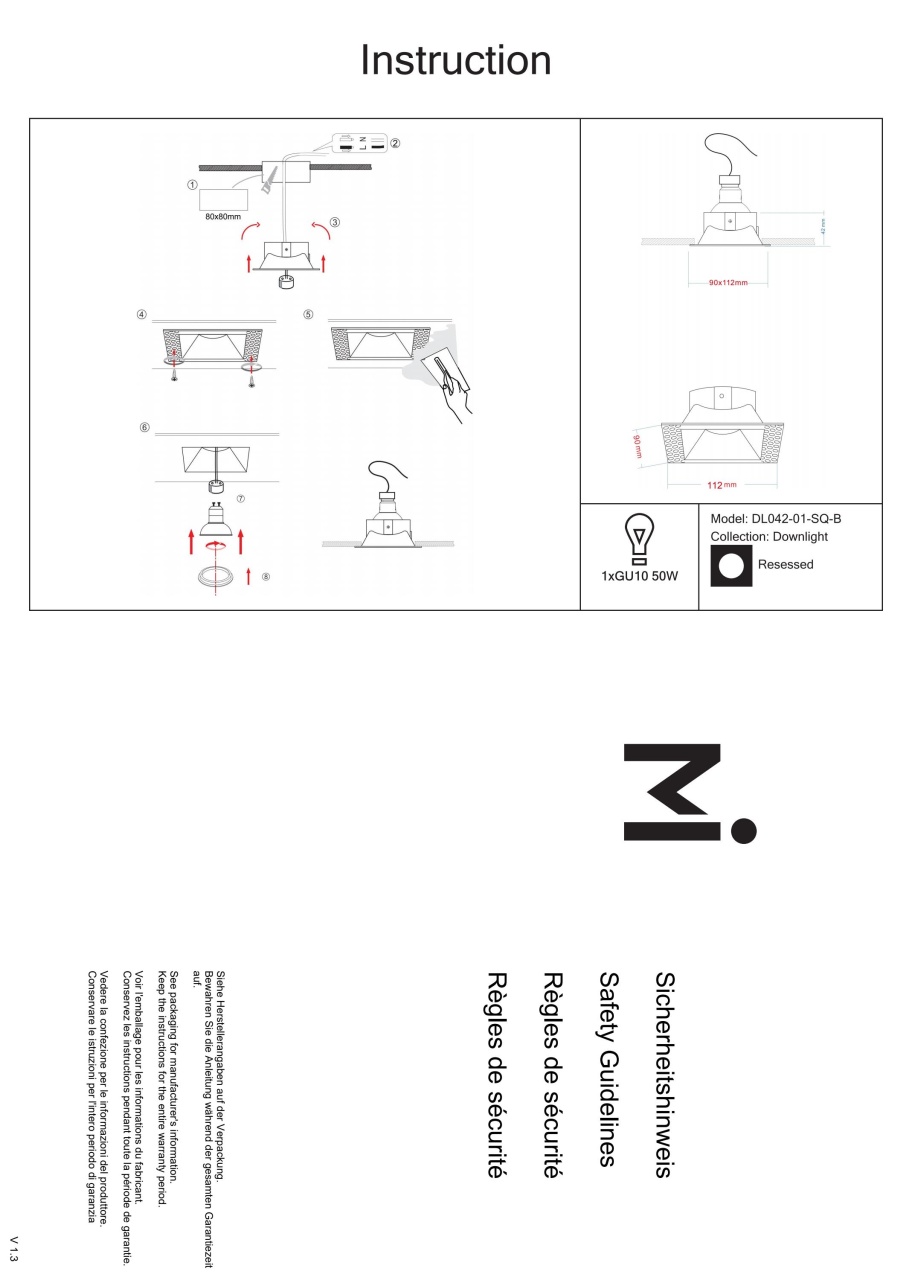 Spot Dot DL042-01-SQ-B, incastrat, 1xGU10, negru, IP20, Maytoni - 2 | YEO