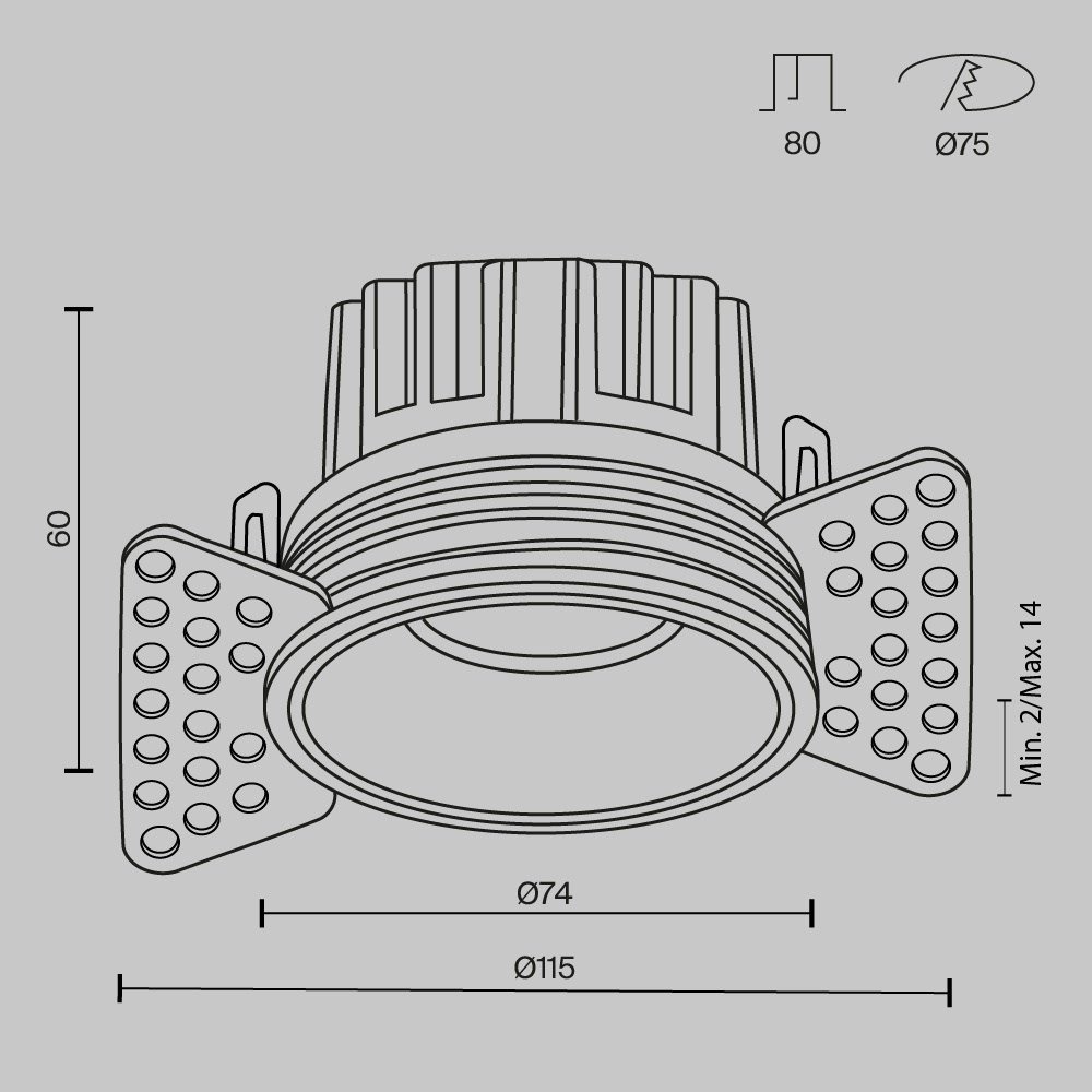 Spot LED 12W Incastrat, Maytoni, 880lm, Lumina Calda (3000K), Negru