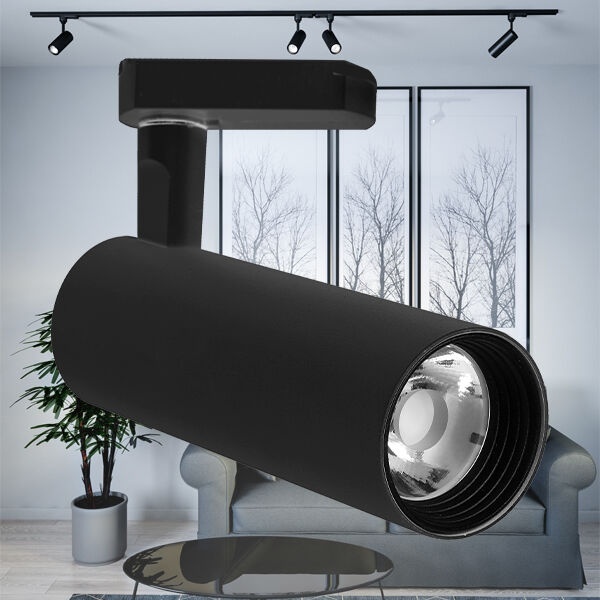 Spot LED pe sina 15W, 1180lm, lumina neutra (5000 K), negru, Braytron - imagine 2