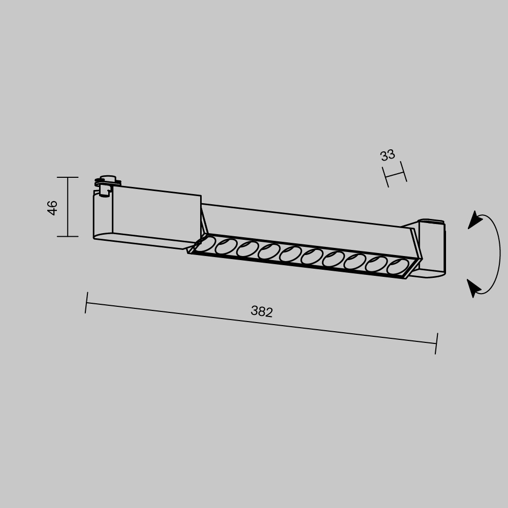 Spot liniar pe sina Maytoni, 10W, lumina calda(3000 K), orientabil, negru - 2 | YEO