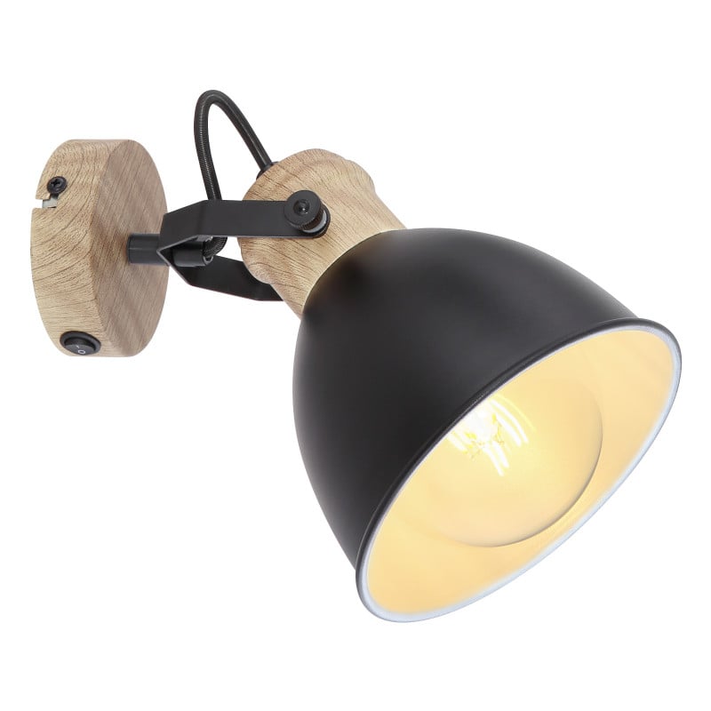 Spot Wiho 54018-1S, cu intrerupator, 1xE27, negru+natural, Globo Lighting