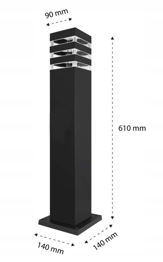 Stalp pentru exterior Malibu Masterled, negru, 610mm, dulie E27, patrat