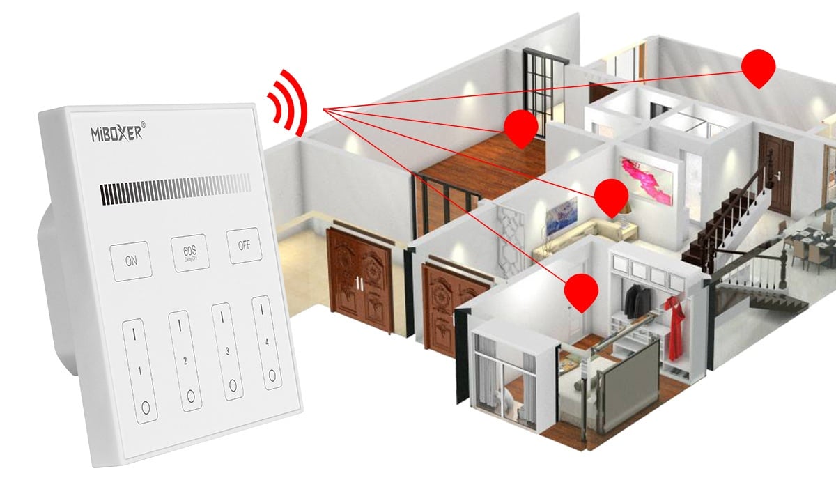 Telecomanda monocolora 4 zone, alba, montaj in doza, Miboxer Milight - 2 | YEO