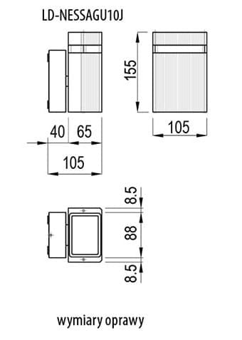 Aplica de exterior Nessa, neagra, 1 bec, dulie GU10, protectie IP44, GTV