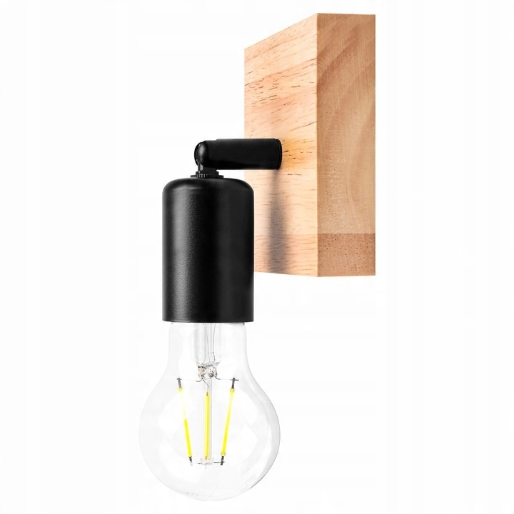Aplica de perete Eos E27 negru si lemn, Masterled - 1 | YEO