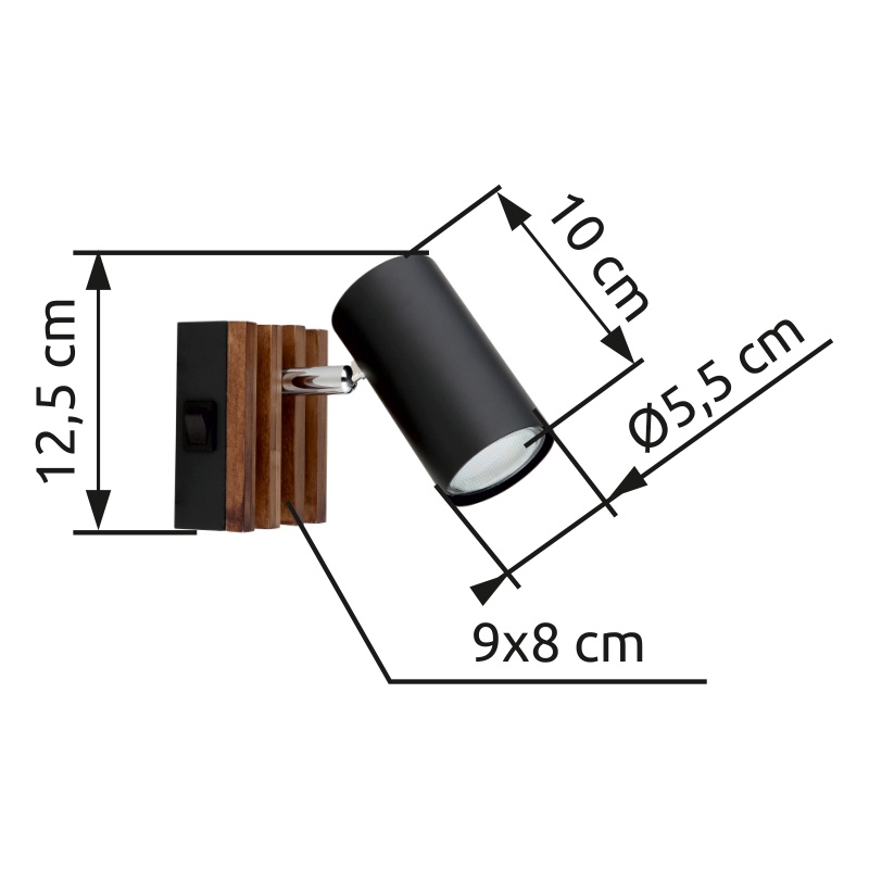Aplica Kayden GU10, metal negru mat, intrerupator, Globo Lighting - imagine 3