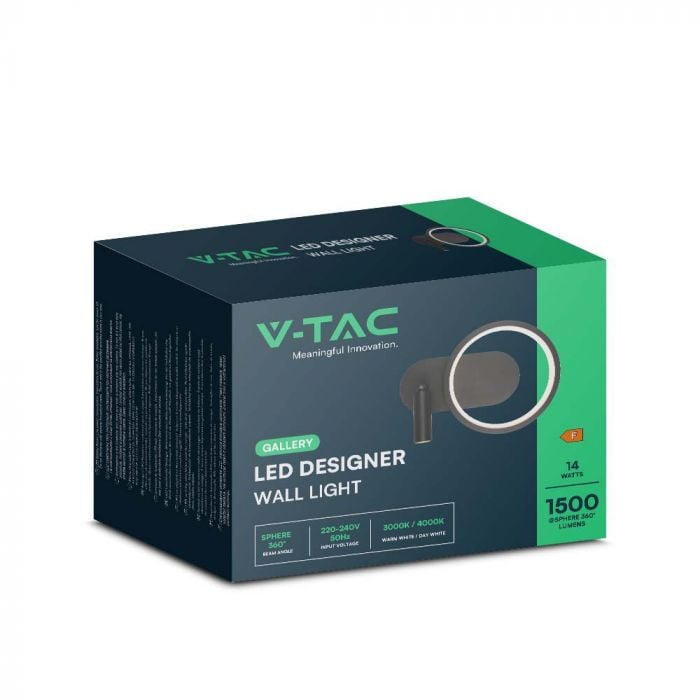 Aplica LED Designer 14982-VT, 12W, 1500lm, lumina neutra, IP20, neagra, V-Tac - 2 | YEO