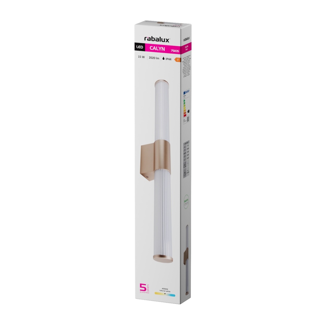 Aplica LED pentru baie Calyn, 15W, 1450 lm, lumina neutra (4000 K), IP44, aurie, Rabalux