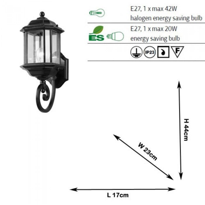 Aplica pentru exterior Nuvola, 1 bec, dulie E27, maro, metal, sticla, Klausen - 1 | YEO