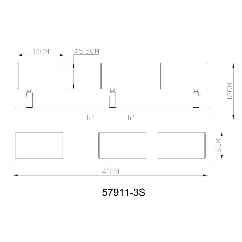 Aplica Robby 3xGU10, metal negru-crom si gri mat, Globo Lighting - imagine 2