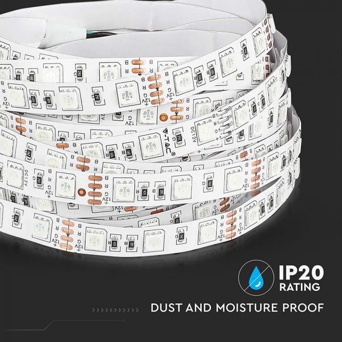 Banda led SMD 5050 V-TAC, Lumina Galbena, 11W/m, 900lm/m, 60 leduri/m, 12V, IP20 - imagine 6