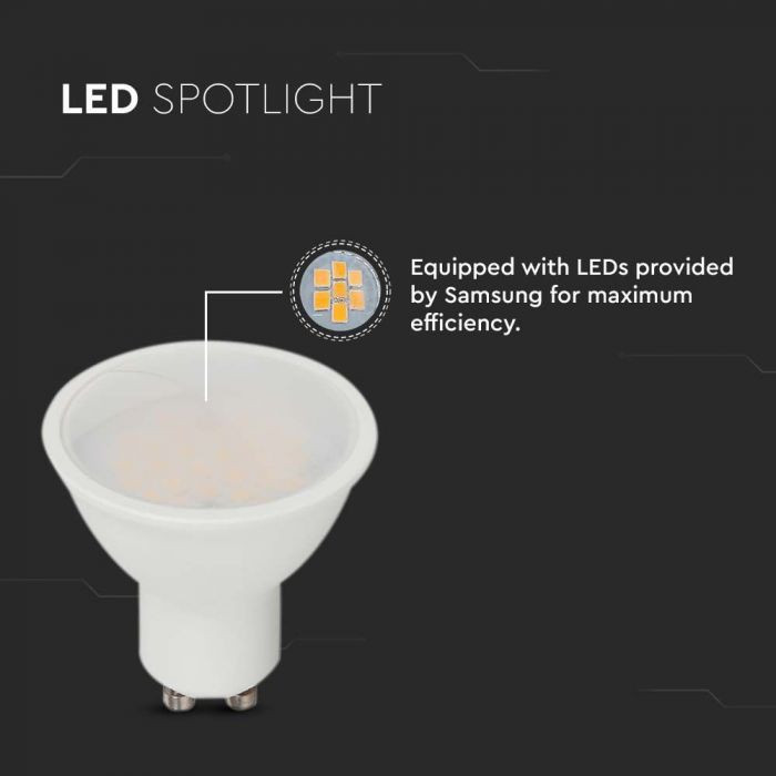 Bec LED 4.5W(35W) V-TAC, GU10, 400 lm, cip Samsung, lumina calda (3000 K), clasa energetica F - 3 | YEO