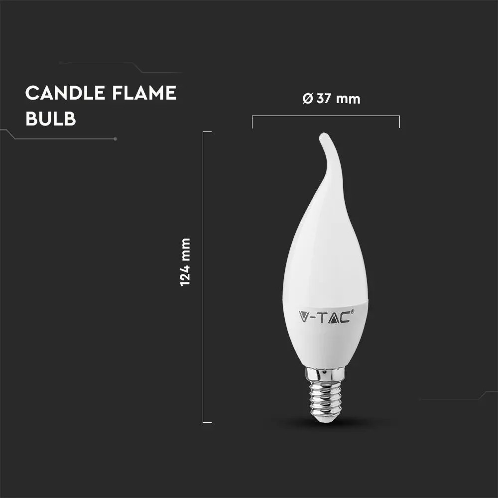 Bec LED 4W(30W) V-TAC flacara, E14, 320 lm, lumina neutra (4000 K), clasa energetica F - 2 | YEO