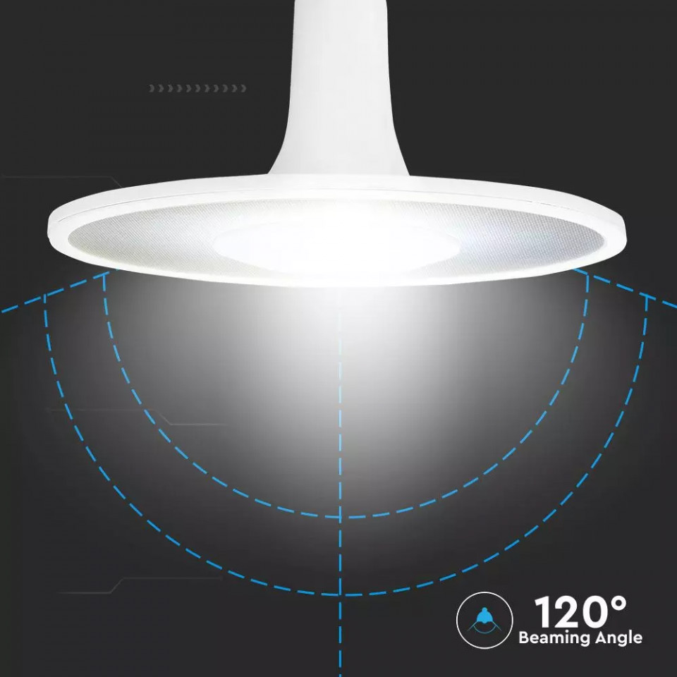 Bec LED Acrilic UFO V-TAC, 18W(70W), E27, 920 lm, lumina rece (6400K), alb, clasa energetica G - 3 | YEO