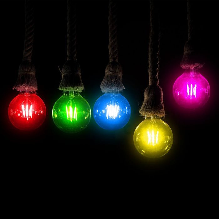 Bec LED decorativ V-TAC filament, G45, E27, 2W(10W), 60 lm, sticla verde, lumina colorata - 1 | YEO