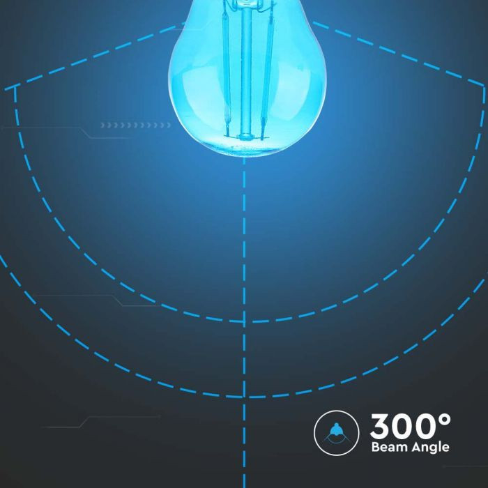 Bec led filament 2W(10W), dulie E27, forma G45, sticla albastra, V-TAC