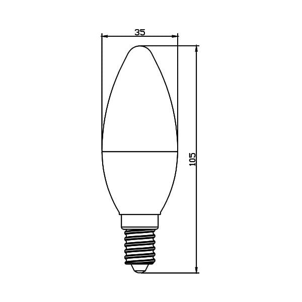 Bec led lumanare 5W(35W), dulie E14, forma C37, lumina neutra(4000 K), Braytron - 3 | YEO