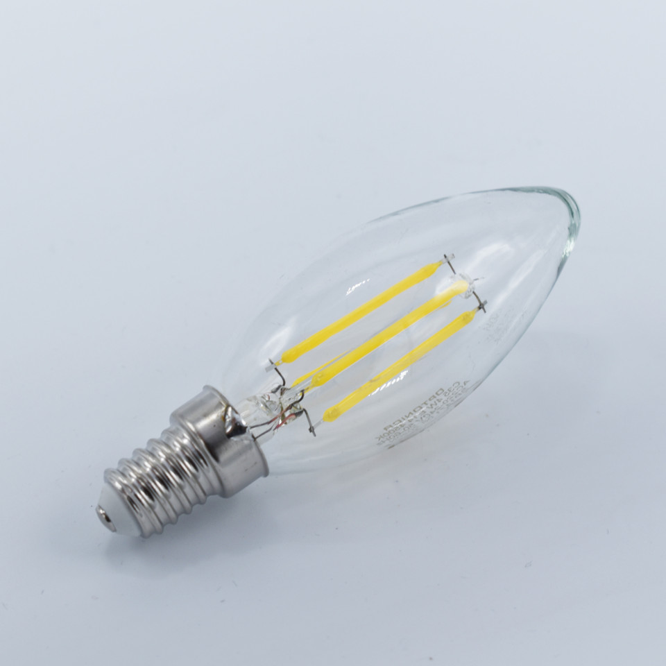 Bec LED lumanare Vintage filament Optonica, 4W(32W), E14, C35, 400 lm, lumina neutra (4500K), clasa energetica F - 3 | YEO
