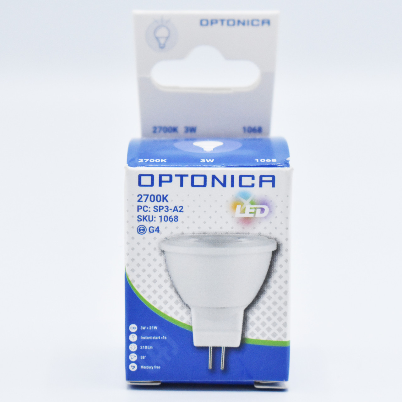 Bec LED MR11 3W(25W) Optonica, DC12V, GU5.3, 210 lm, lumina calda (2700K), clasa energetica G - 2 | YEO