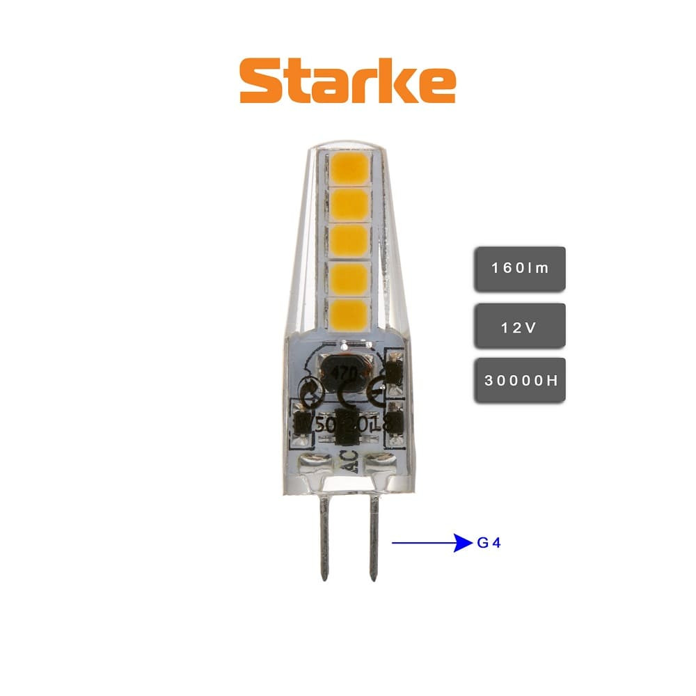 Bec LED Starke, 1.8W, G4, 160lm, lumina calda (3000K), 12V, clasa energetica F - 1 | YEO
