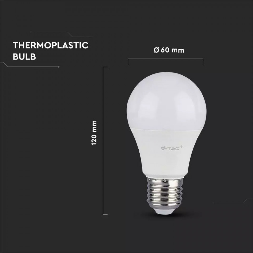Bec LED V-TAC, E27, 11W(75W), 1055 lm, lumina calda (3000K), clasa energetica F - 2 | YEO
