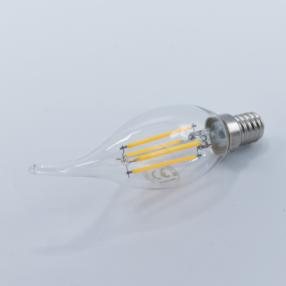 Bec LED Vintage filament 4W(38W) Braytron, flacara, E14, 470lm, lumina calda(3000 K), clasa energetica E - 3 | YEO