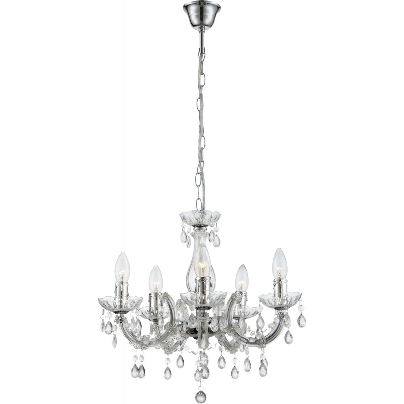 Candelabru Cuimbra 63116-5, 5xE14, crom+transparent, IP20, Globo