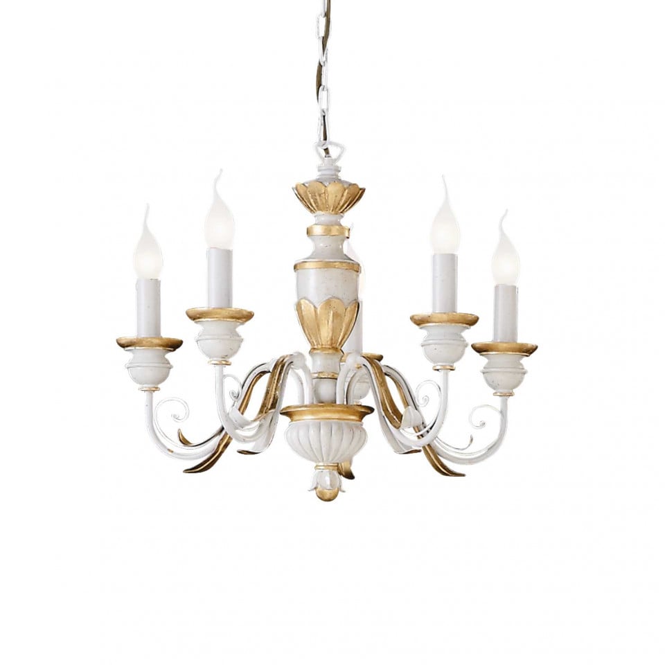 Candelabru Firenze 012865, 5xE14, alb+auriu, IP20, Ideal Lux