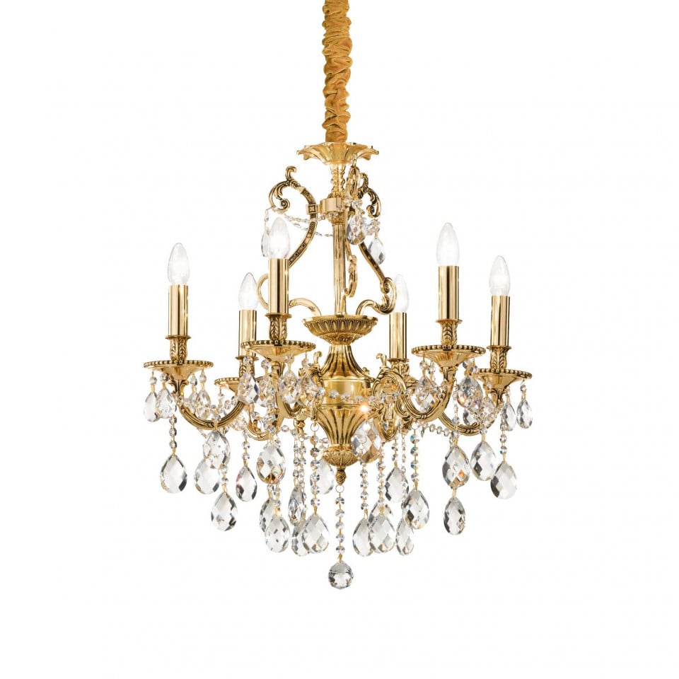 Candelabru Gioconda 060507, 6xE14, auriu+transparent, IP20, Ideal Lux