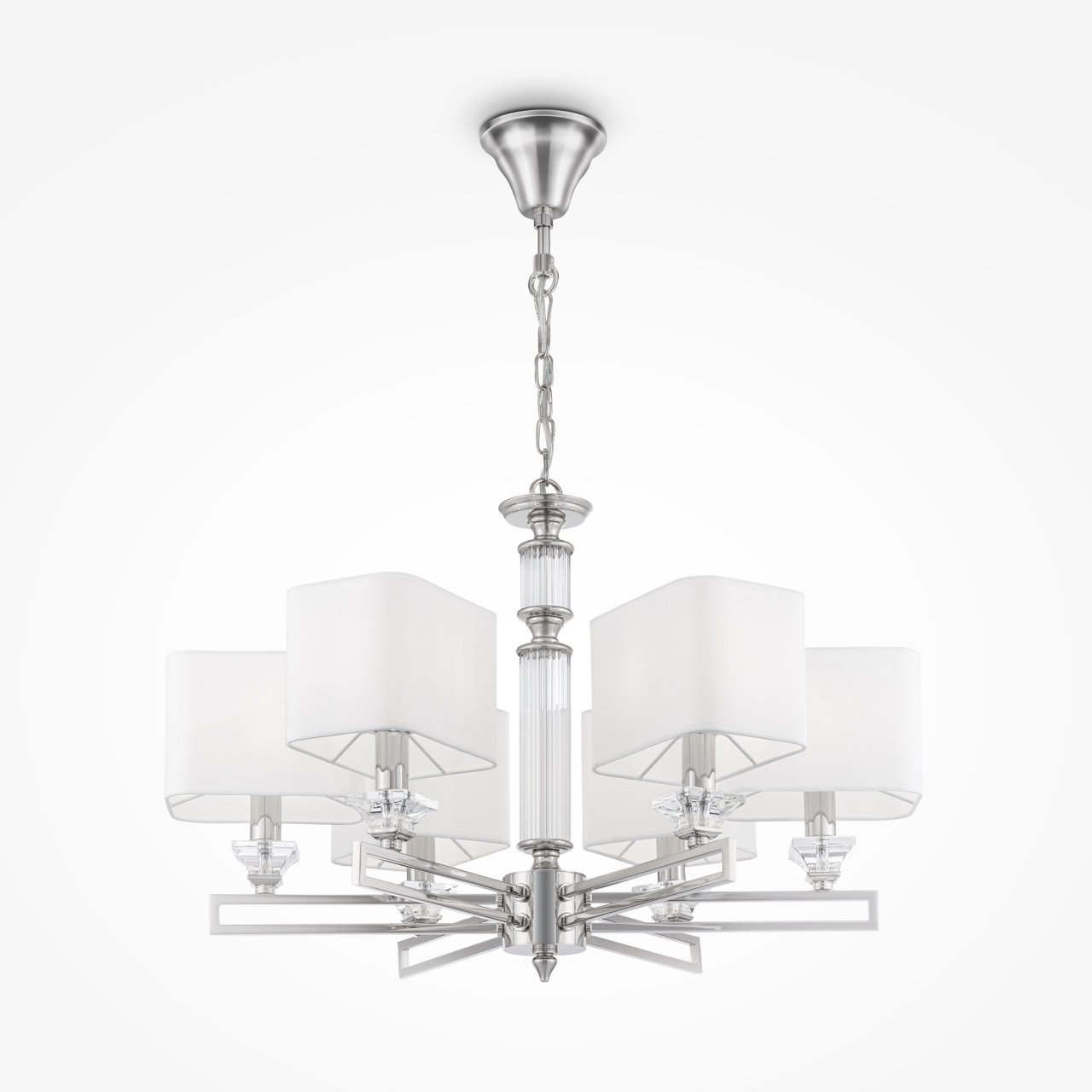 Candelabru Ontario MOD020PL-06CH, 6xE14, nichel+alb, IP20, Maytoni