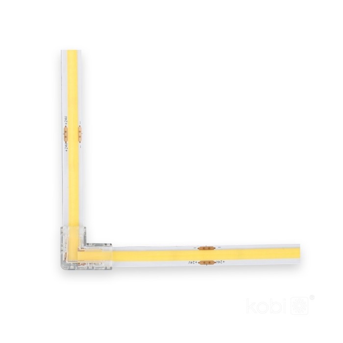 Conector L banda LED COB 8mm Kobi, IP20, transparent