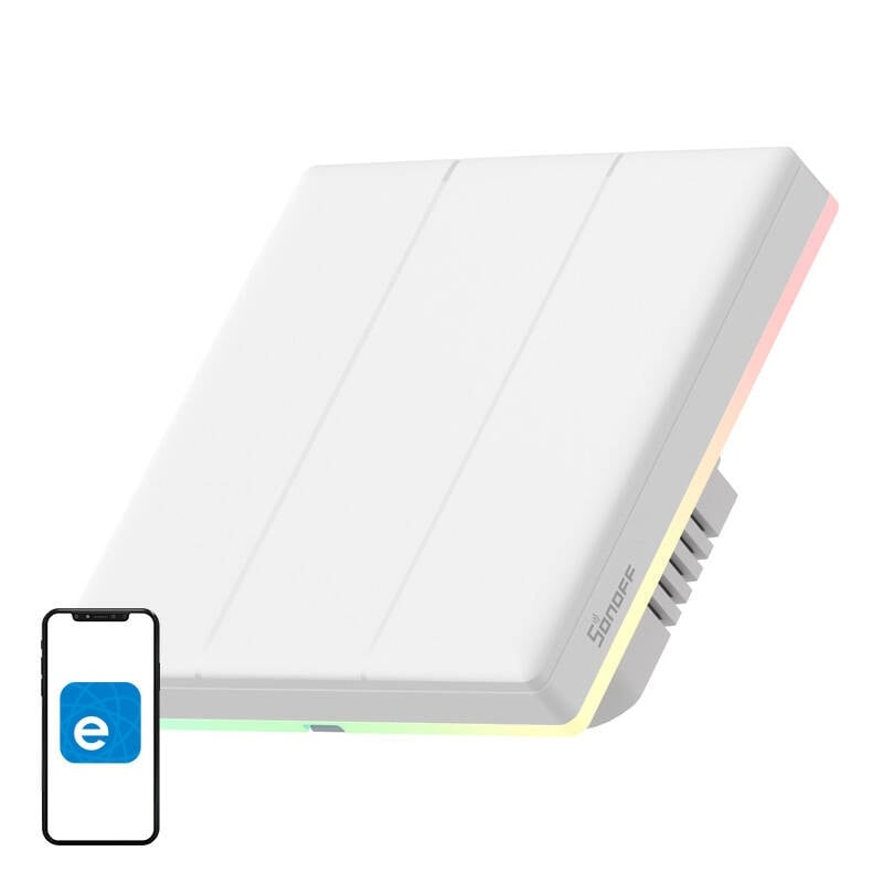 Întrerupător de Perete Inteligent WiFi cu Touch Sonoff TX Ultimate T5 3 canale