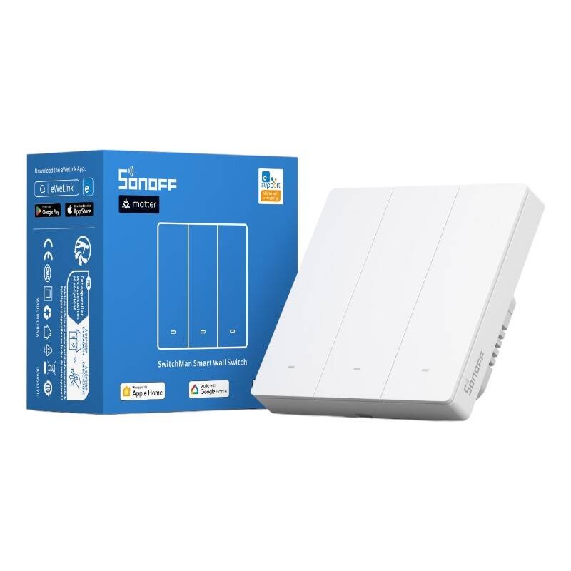 Întrerupător de Perete Inteligent WiFi Matter Sonoff M5-3C-86W – 3 Canale