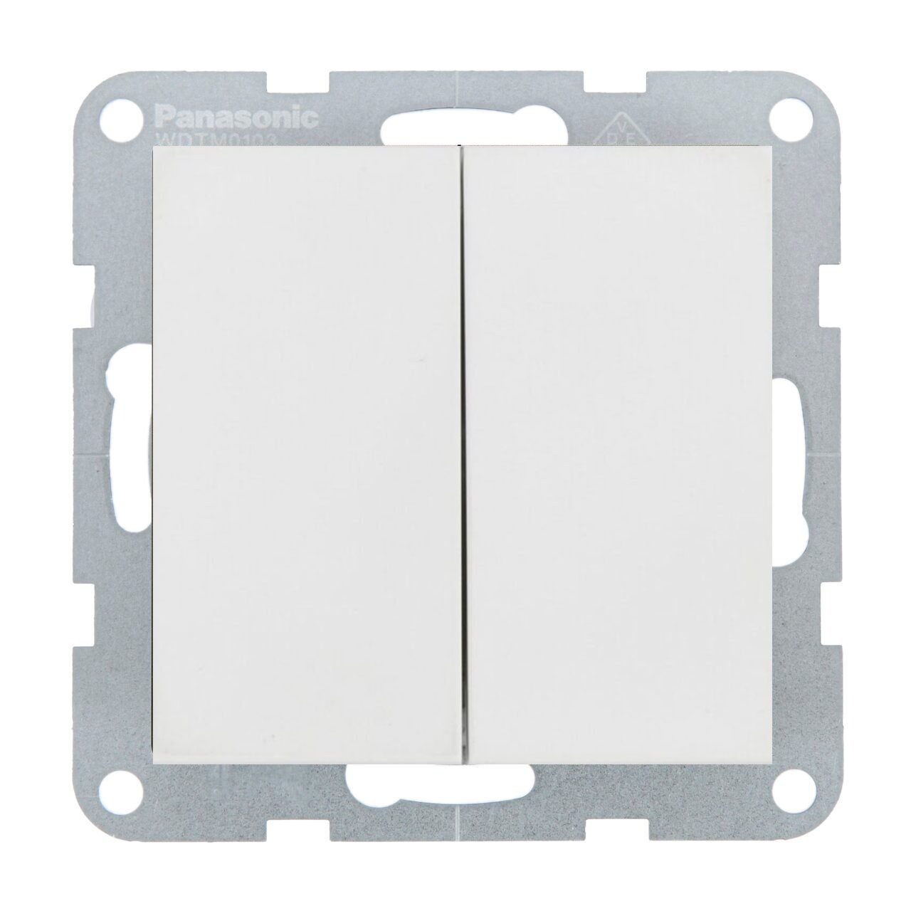 Intrerupator dublu 10A, IP20, Seashell, Panasonic Karre Plus 55 Soft Touch