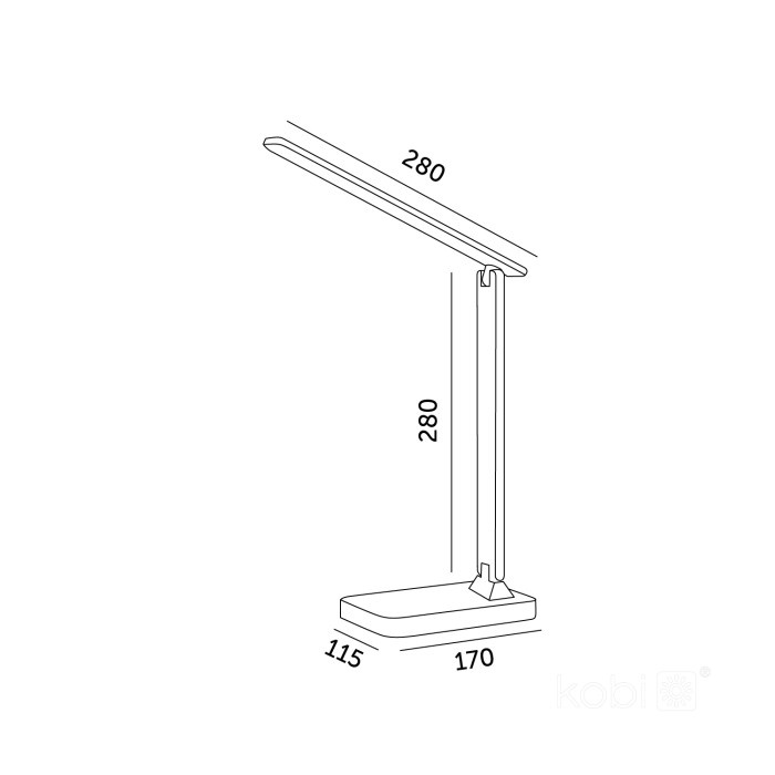 Lampa de birou LED NOBLITE N, 7W, lumina calda/neutra/rece, suport telefon, dimabil, neagra, Kobi