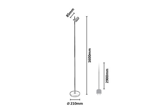 Lampadar Alenith, 1xE27, metal, IP20, negru mat, Rabalux