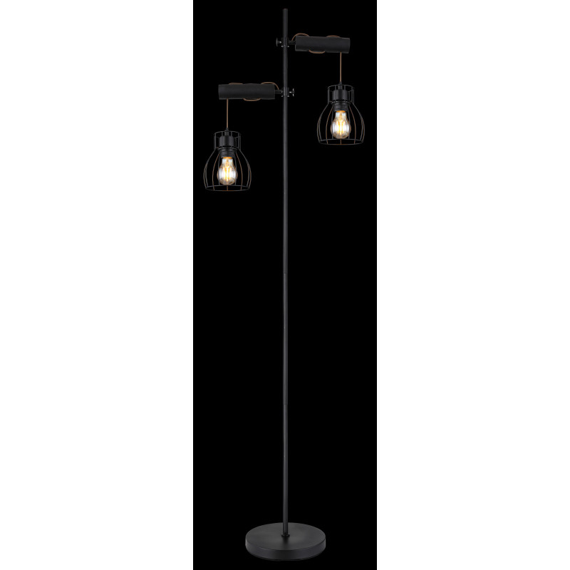 [Lichidare stoc]Lampadar Mina 15326-2SNB, cu intrerupator, 2xE27, negru mat, IP20, Globo