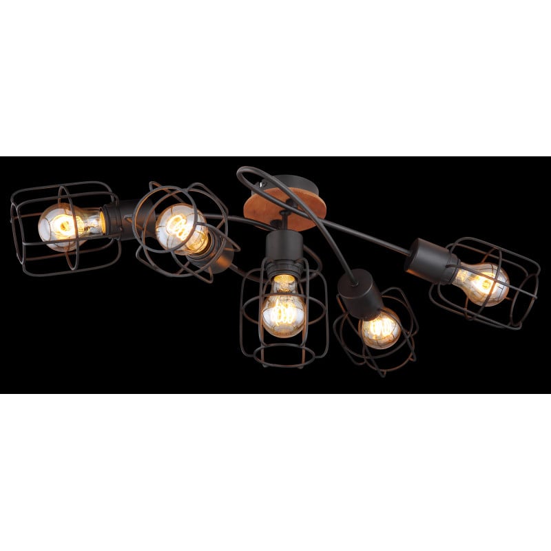 [Lichidare stoc]Plafoniera Willa 54037-5D, 5xE27, neagra+maro, IP20, Globo Lighting - 2 | YEO