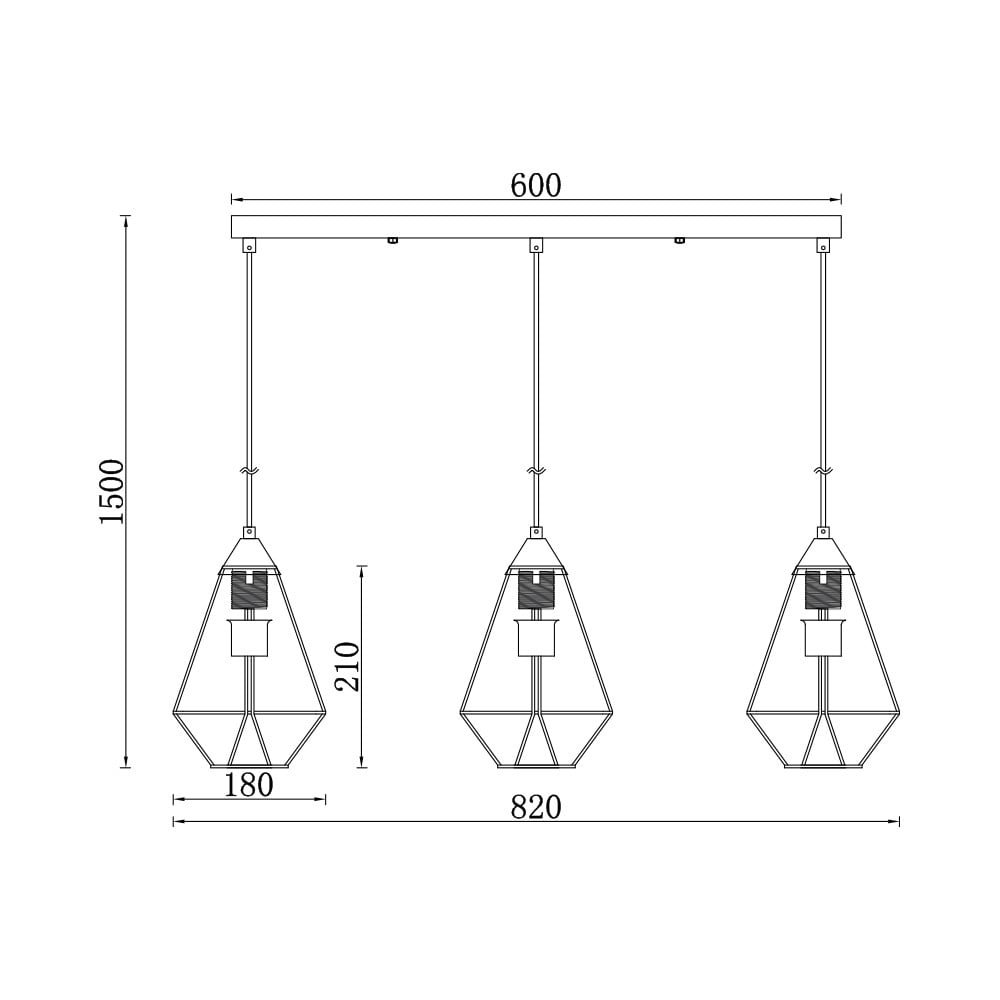 Lustra BR-BV03-00032, 3xE27, neagra, IP20, Braytron