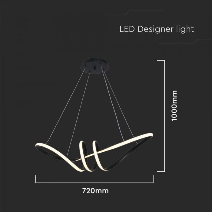 Lustra LED 8010-VT 24W, 3240lm, lumina calda, IP20, neagra, V-Tac - 3 | YEO