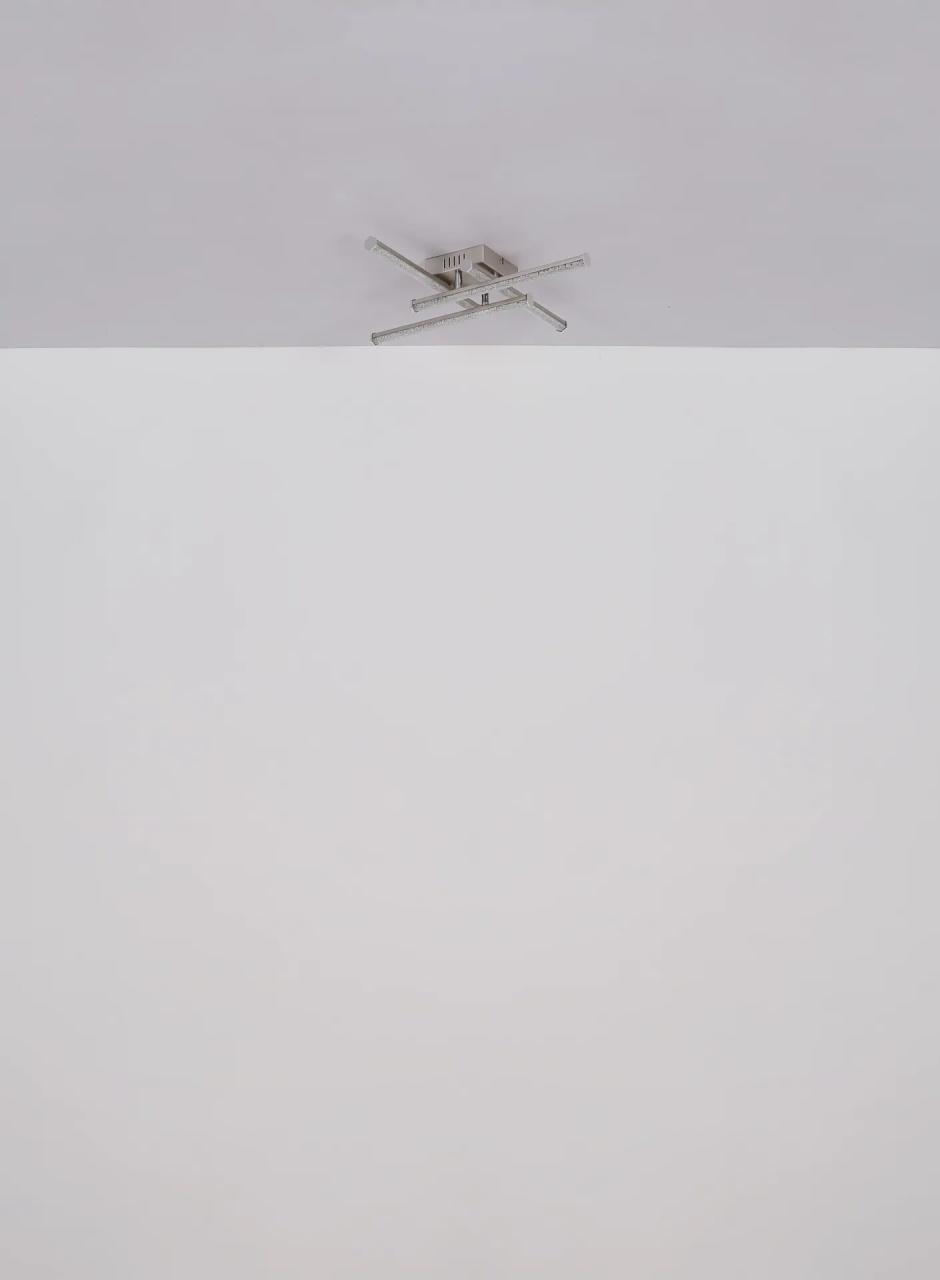 Lustra LED Kirina, 4 brate incrucisate, 24W, 1840 lm, lumina neutra (4000 K), IP20, nichel mat/cristale, Globo Lighting - imagine 8