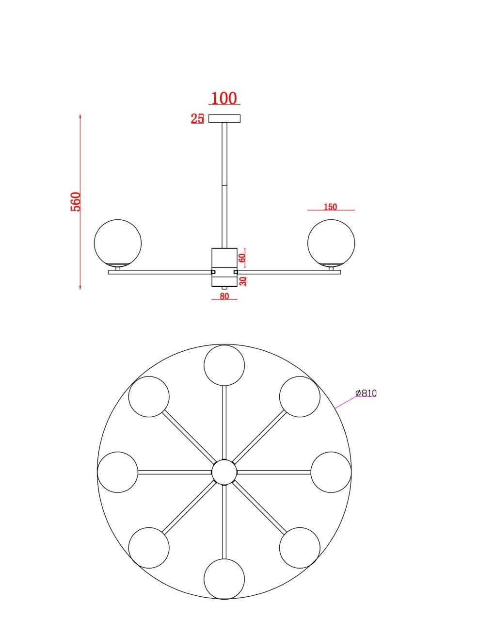 Lustra Mabell MOD187PL-08BS, 8xE27, aramie+alba, IP20, Maytoni