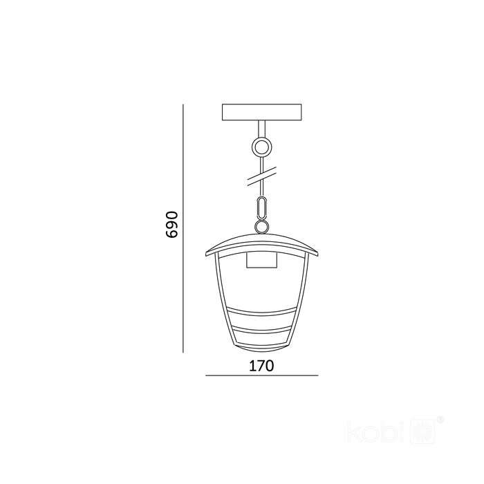 Pendul exterior Tevio, 1xE27, IP54, negru, Kobi - Imagine 4
